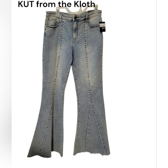 Kut From The Kloth Cloth Stella Fab Stud Flare Denim Jean Tall 33in Women 12 - Picture 10 of 16